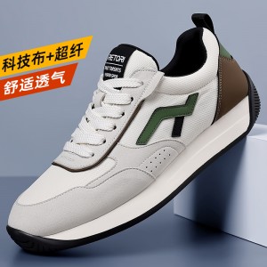 Genuine Leather Suede Patchwork Casual Lace up Non-Slip Walking Comfortable Tennis Running Shoes Mens Fashion Sneakers