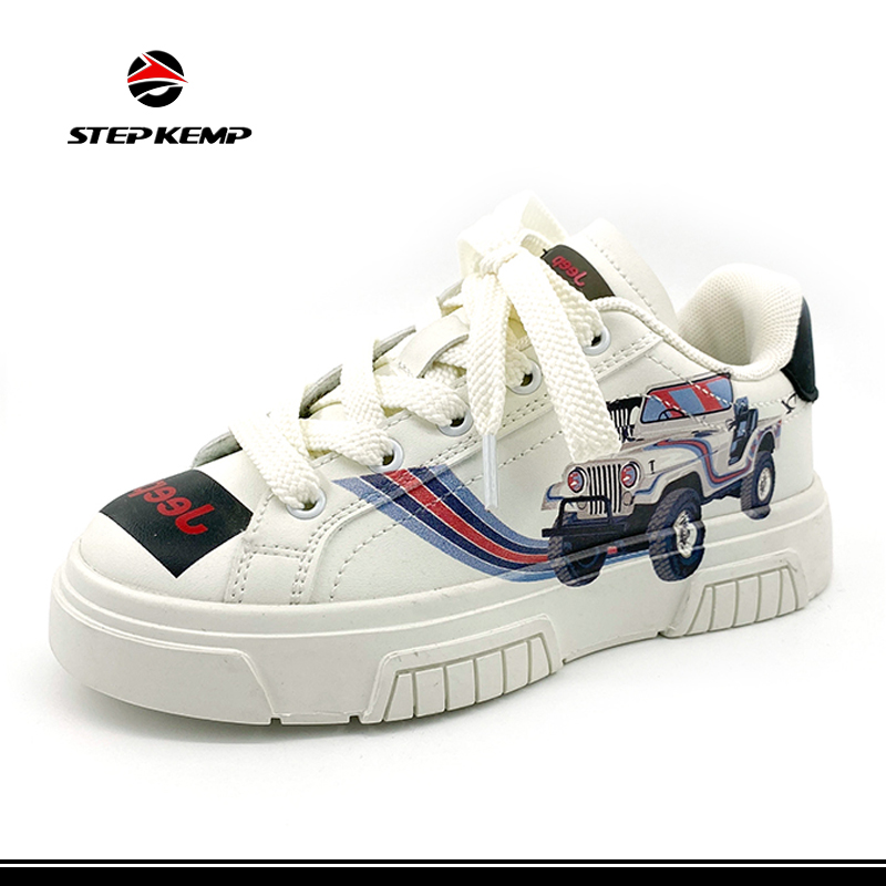 Children White Breathable Outdoor Sport Sneakers Slip on Walking Shoes