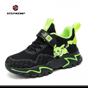 පිරිමි ගැහැණු ළමුන්ගේ Flyknit Sneakers Slip on Runing සැහැල්ලු අනියම් පාසල් ටෙනිස් සපත්තු කුඩා ළමුන් සඳහා