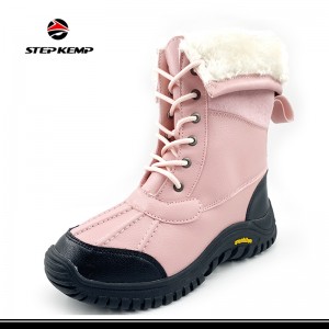 Botas de senderismo para niños y niñas, botas de nieve antideslizantes para caminar al aire libre, tobillo para invierno