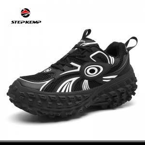 Men Women′s Fashion Platform Lace Up Sneakers Lightweight Walking Tyre Outsole Running Shoes