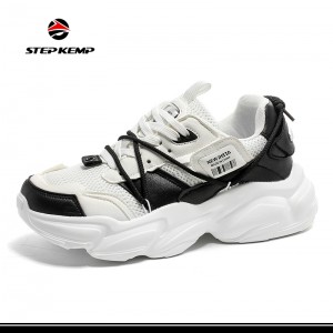 Varume Vakadzi Chunky Platform Baba White Casual Lace-up Walking Sneakers