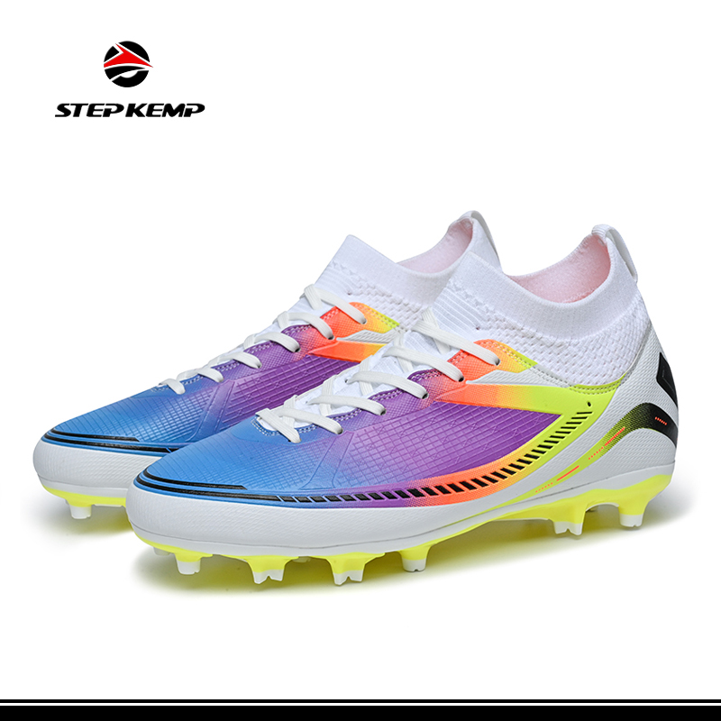 Customize MID Cut TPU Cleats Sole Training Men Outdoor Football Soccer Shoes