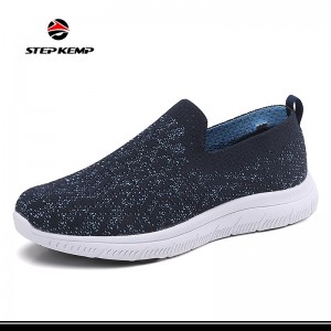 Unisex Non Slip Casual Loafer Flat Outdoor Sneakers Flyknit Walking Shoes