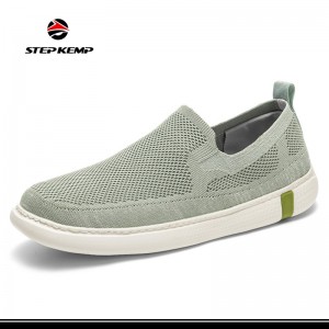 Men's Loafers Breathable Flyknit Footwear Wholesale Sneaker Slip-on Walking Shoes