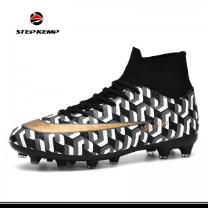 पुरुषों के फ़ुटबॉल फ़ुटबॉल क्लीट्स हाई-टॉप्स लेस-अप नॉन-स्लिप स्पाइक्स आउटडोर जूते