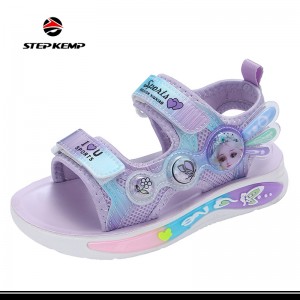 Ամառային հարթ լողափի սանդալներ Flat Cartoon Princess Print Girls Shoes