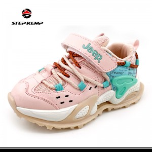 Mergaičių rožiniai vaikščiojimo stiliaus „Cusal“ kvėpuojantys mokykliniai batai