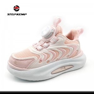 გოგონების საბავშვო სპორტული ფეხსაცმელი ნაქსოვი ბადისებრი სუნთქვითი მსუბუქი სარბენი სპორტული ფეხსაცმელი