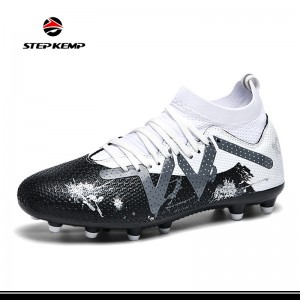 High Top New Design Flyknit Inventory Customized TF and Fg Soccer Football Shoes