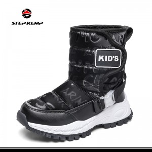 Waterproof Boys Girls Snow Boots with Faux Fur Lining Warm Winter Shoes