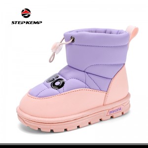 Girls′ Boys′ Winter Ankle Warm Fur Anti-Slip Snow Boots Shoes