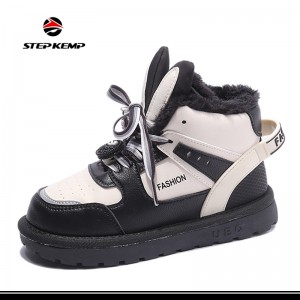 Boys Girls Winter Cold Weather Faux Fur Lined Warm Boots Skate Sneaker