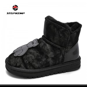 Girls′ Boys′ Winter Għaksa Warm Fur Plush Anti-Slip Snow Boots Shoes