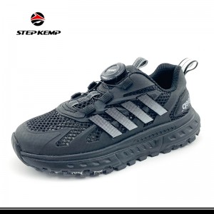 Cov Menyuam Menyuam Yaus Cov Menyuam Yaus Cov Mesh Dub Mesh Breathable Athletic Running Shoes