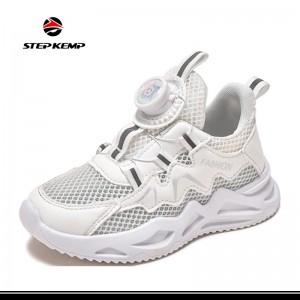 Kids Fashion Running Light Weight Sneakers Buckle Mesh Hollow Breathable Shoes