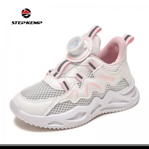 Kids Fashion Running Light Weigh Sneakers Buckle Mesh Hollow Breathable Shoes
