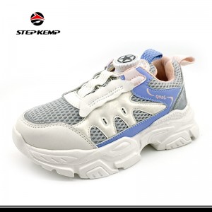 Girl White Comfortable Breathable PU Mesh Sneakers Casual Shoes