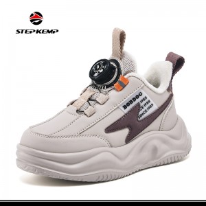 Njagun Awọn ọmọ wẹwẹ Igba otutu Fur Lining Sneaker Casual Running Sports Shoes