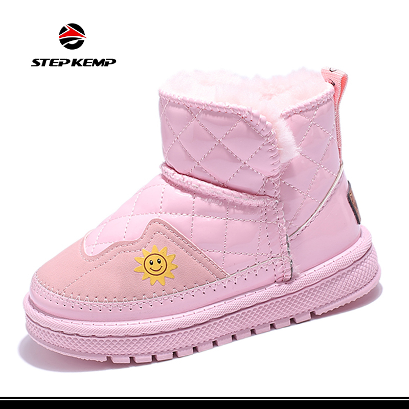 Girls and Boys Slip-On Warm Snow Boots Waterproof Kids Winter Boots