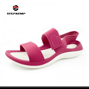 High Quality Summer Comfortable PU Leather Ladies Footwear Round Toe Wedge Sandals
