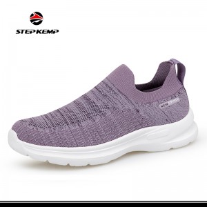 Női Fabric Shoes Slip on Flyknit Footwear Walking Sneakers