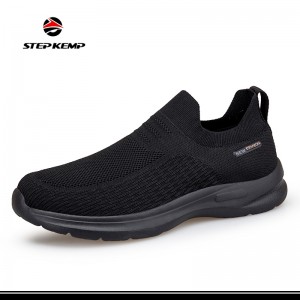 Virinaj Ŝtofaj Ŝuoj Glitu sur Flyknit Footwear Promenantaj Sneakers