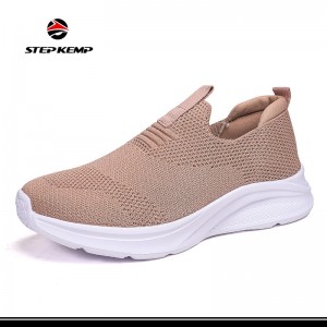 Unisex Breathable Slip On Gym Athletic Tennis Sneakers Flyknit Loafers