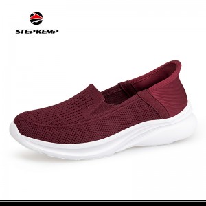 Flyknit Casual Women Sports Shoes Flat Isalẹ Ṣiṣe Sneaker
