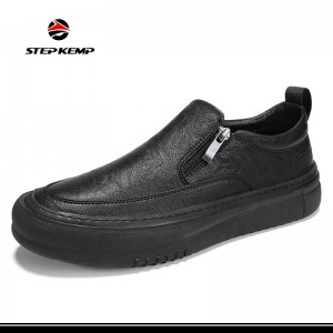Men's Spring Low-Top Zipper Fashion Casual Leather Shoes