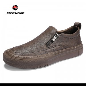 Men's Spring Low-Top Zipper Fashion Casual Leather Shoes