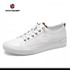 Classic Black White Leisure Casual Leather Board Footwear Shoes for Men