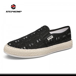 Straw Outsole Canvas Upper Loafers a Slip-on Casual Skateboard Shoes