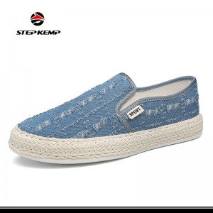 Straw Outsole Canvas Upper Loafers at Slip-on Casual Skateboard Shoes