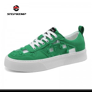 Fashion Walking Style Wholesale Canvas Mesh Upper Breathable Casual Skate Shoes