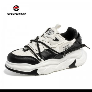 ຜູ້ຊາຍແລະແມ່ຍິງທ່າອ່ຽງສະດວກສະບາຍ Chunky Sneakers Jogging Lace-up ເກີບ
