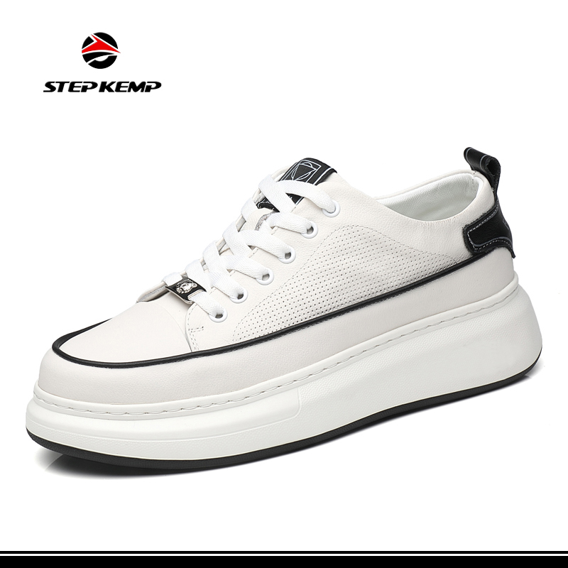 High Quality White Cowskin Upper Waterproof Mens Male Board Shoes