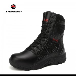 Mens Combat Boots with Zipper Breathable Work Outdoor Hiking Boots