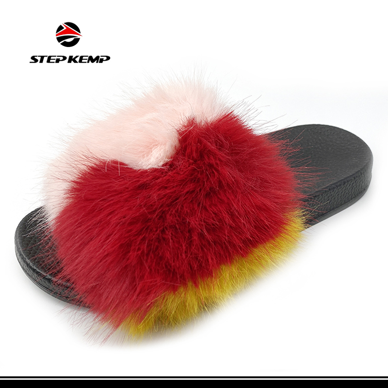 Women’s Winter Fuzzy Slippers House Slippers Open Toe Slides Sandal Shoes