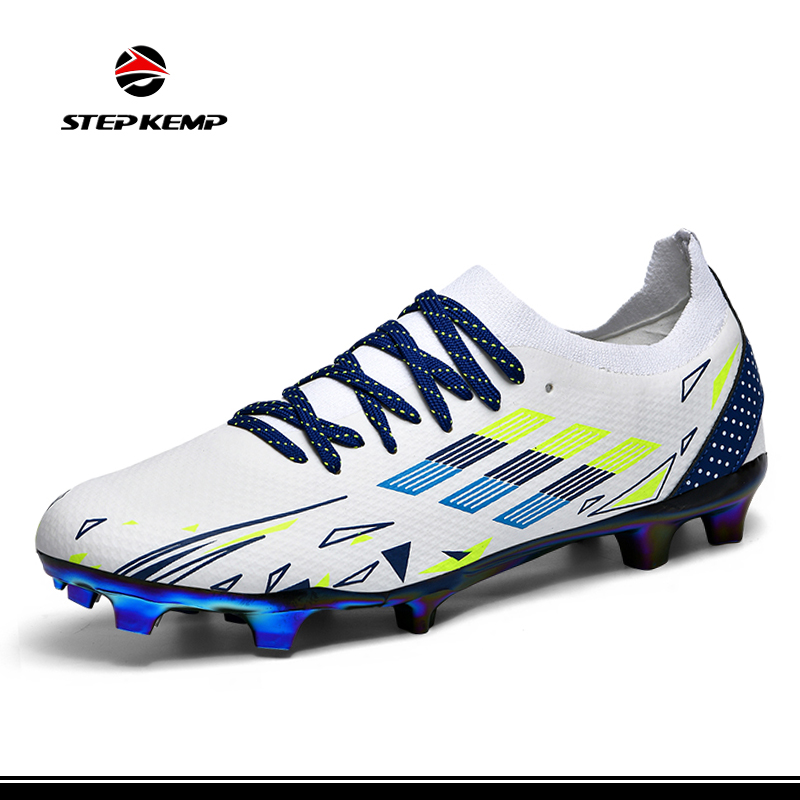 Men′s Soccer Shoes Lace-Up Non-Slip Rubber Outsole Indoor Football Shoes
