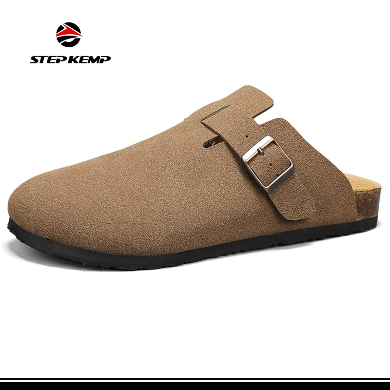 Suede Soft Leather Clogs Anti-Slippers Home Sandals Buckle