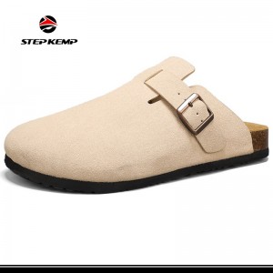 Suede Soft Leather Clogs Anti-Slip Slippers Home Sandals Buckle