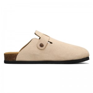 Suede Soft Leather Clogs Anti-Slip Slippers Home Sandals Buckle