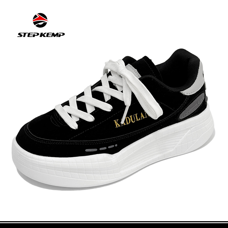 Moda preta unissex plataforma casual respirável tênis sapatos de skate