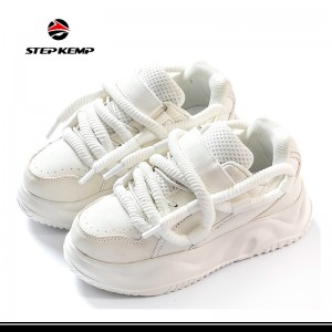 Moderigtige hvide sorte lyserøde sneakers Ins Style Casual Walking Style Chunky sko