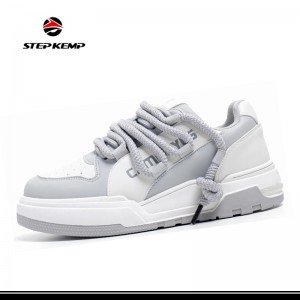 I-Mens Breathable Low-Top Casual Thick Soles Platform Skate Shoes