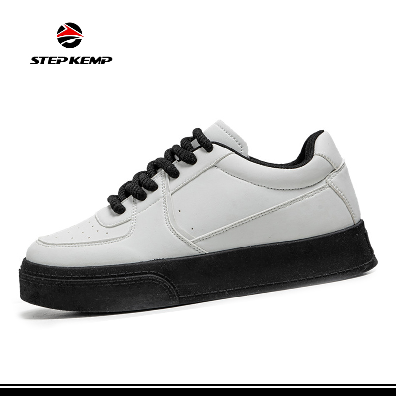 Men′s Casual Low Top Skate Sneaker Thick Bottom Leather Board Shoes