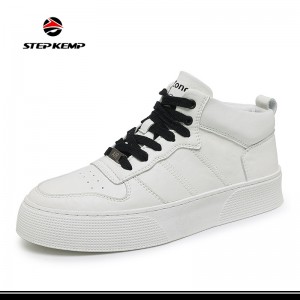 Men Plus Size Sneakers Kupuma ndi Kutonthoza Mafashoni White Beige Skate Leather Nsapato
