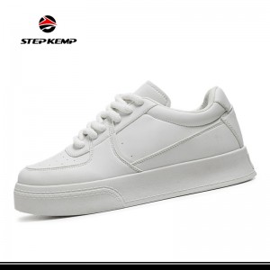 Men′s Casual Low Top Skate Sneaker Thick Bottom Leather Board Shoes