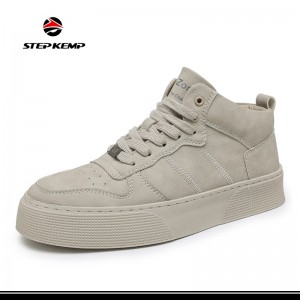 Men Plus Size Sneakers Leisure and Comfort Fashion White Beige Skate Leather Shoes